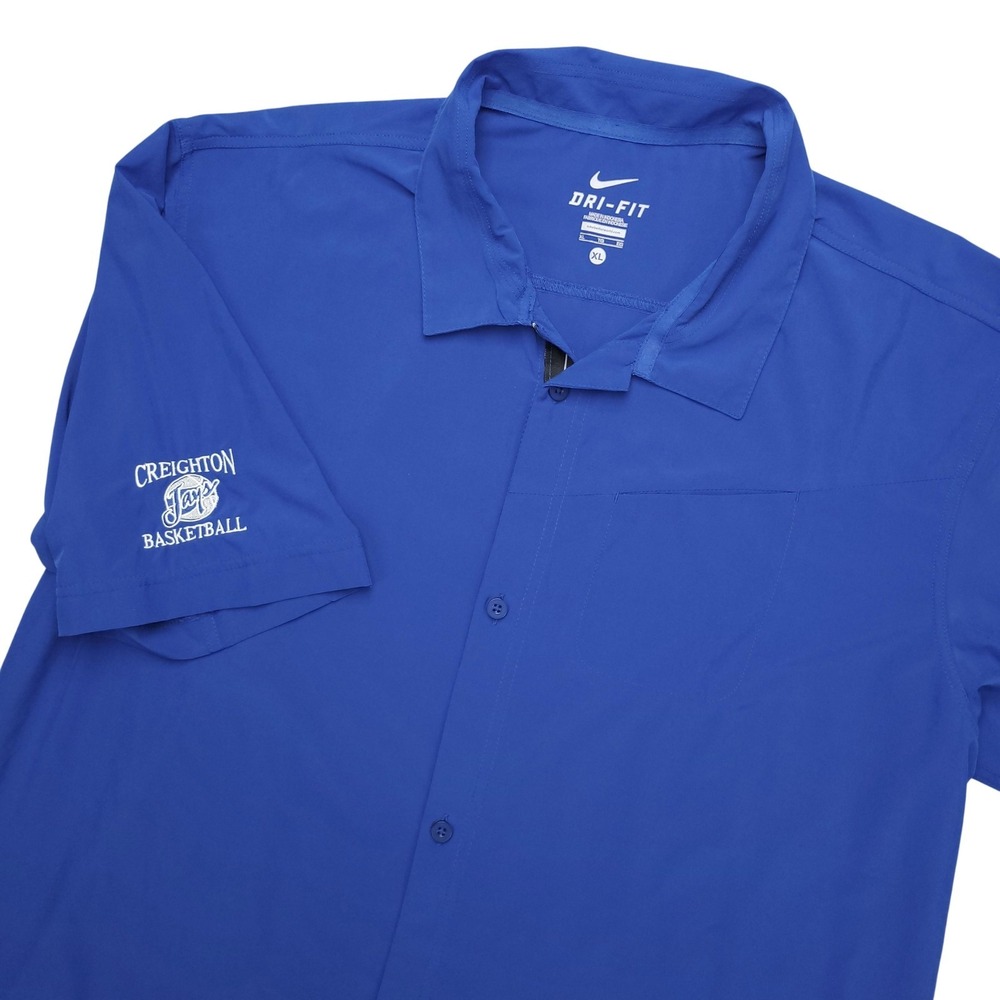 Nike Dri Fit Creighton Bluejays Shirt Mens XL Blue NCAA Basketball Button‎ Front
